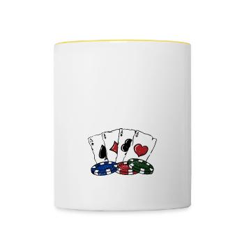 Rainbow Flops est Love Gambler Poker Gambling - Mug contrasté - blanc/jaune - Devant