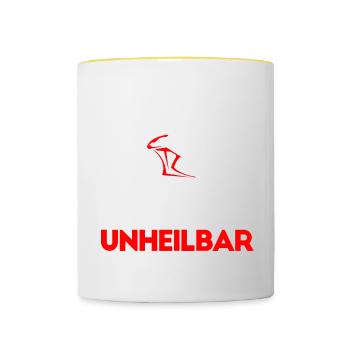 Motorrad fahren Supersport Biker Bike Bikerin - Tasse zweifarbig - Weiß/Gelb - Vorne
