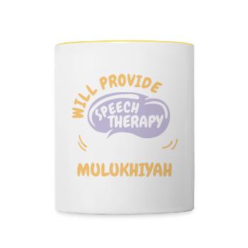Fournir une orthophonie pour Mulukhiyah Funny - Mug contrasté - blanc/jaune - Devant