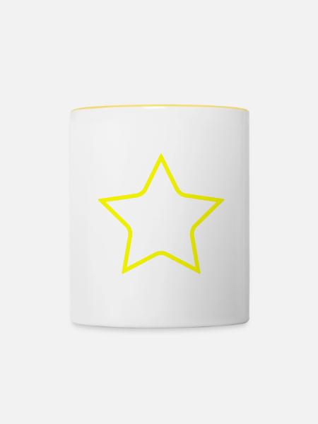 Stern Symbol - Tasse zweifarbig - Weiß/Gelb
