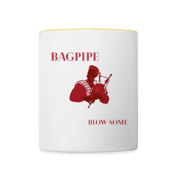 Scotland Bagpipe Bagpipe Musician - Contrasting Mug - white/yellow - Front