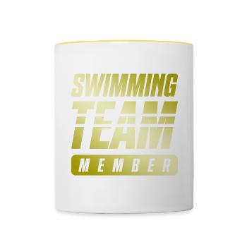 Équipe de natation - Mug contrasté - blanc/jaune - Devant