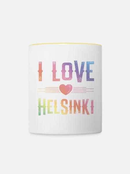 I Love Helsinki - Tasse zweifarbig - Weiß/Gelb