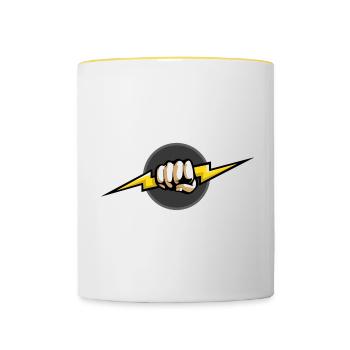 Can I Get A Watt Elektriker Geschenk - Tasse zweifarbig - Weiß/Gelb - Vorne