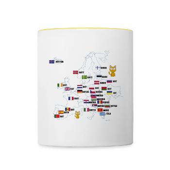 Chats Carte Nom des chats - Mug contrasté - blanc/jaune - Devant
