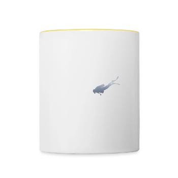 Walhai, Taucher, Whale Shark, Diver - Tasse zweifarbig - Weiß/Gelb - Vorne