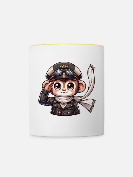 Cute Monkey Pilot - Tasse zweifarbig - Weiß/Gelb