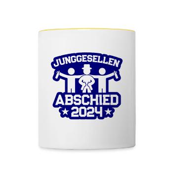 Junggesellenabschied 2024 - Tasse zweifarbig - Weiß/Gelb - Vorne
