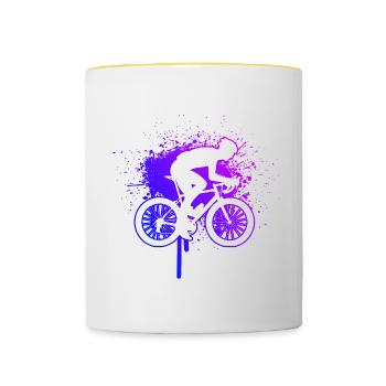 Vélo de route Vélo de route Vélo de route Vélo de route Hommes - Mug contrasté - blanc/jaune - Devant