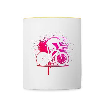 Road Bike Road Bike Road Cyclist Men Road Bike - Contrasting Mug - white/yellow - Front