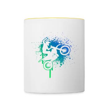 Herren Freestyle Motocross Motocross Supermoto - Tasse zweifarbig - Weiß/Gelb - Vorne