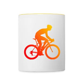 Damen Rennrad Rennradfahrer Rennradfahren - Tasse zweifarbig - Weiß/Gelb - Vorne