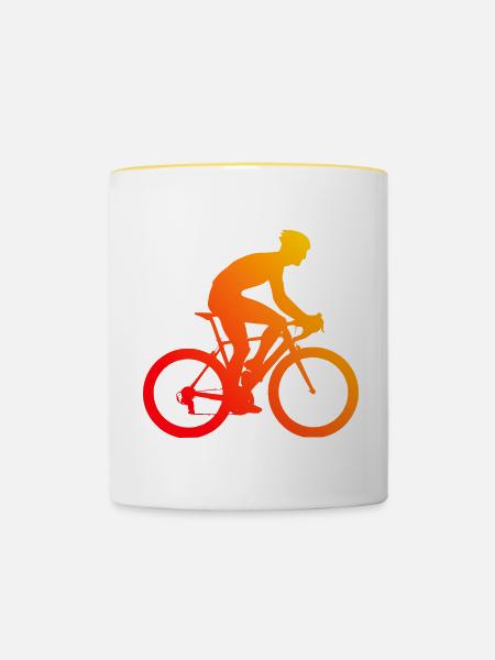 Damen Rennrad Rennradfahrer Rennradfahren - Tasse zweifarbig - Weiß/Gelb