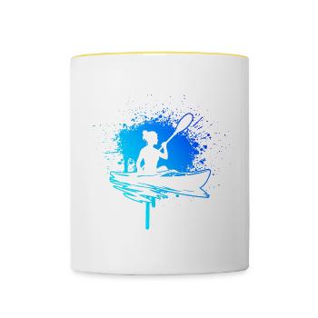 Kayak Femme Kayak Canoë Kayak Homme - Mug contrasté - blanc/jaune - Devant