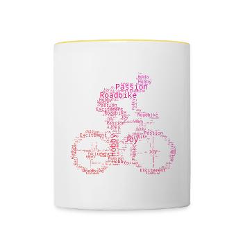 Vélo de route pour hommes Vélo de route pour femmes Vélo de route - Mug contrasté - blanc/jaune - Devant