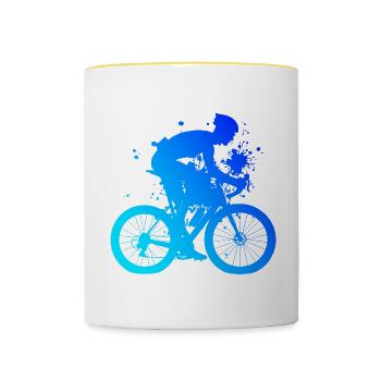 Road Cyclist Road Cycling Road Bike Road Bike - Contrasting Mug - white/yellow - Front
