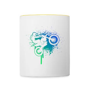 Dirt Bike Dirt Bike Women Dirt Biker Men - Contrasting Mug - white/yellow - Front