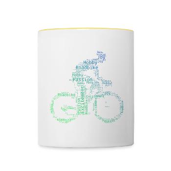 Cyclisme sur route Vélo de route pour femmes Vélo de route pour hommes - Mug contrasté - blanc/jaune - Devant