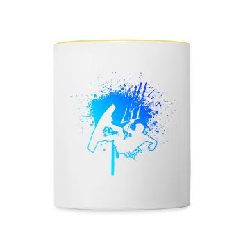 Kite Kiten Kitesurfing Kitesurf Kitesurfen - Mug contrasté - blanc/jaune - Devant