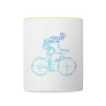 Vélo de route pour hommes Vélo de route pour femmes - Mug contrasté - blanc/jaune - Devant