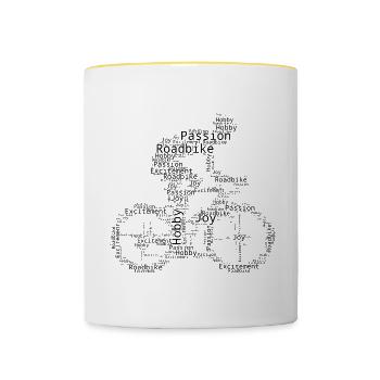 Vélo de route pour hommes Vélo de route pour femmes Vélo de route - Mug contrasté - blanc/jaune - Devant