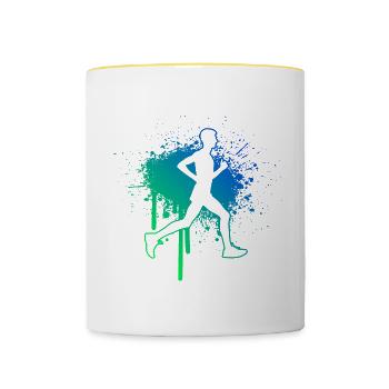 Course à pied de cross-country de jogging femmes - Mug contrasté - blanc/jaune - Devant