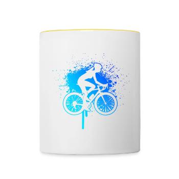 Vélo Cyclisme Cyclistes Cyclisme - Mug contrasté - blanc/jaune - Devant