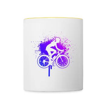 Mtb Velo Bike Herren Fahrrad Radfahrer - Tasse zweifarbig - Weiß/Gelb - Vorne