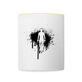 Cyclisme Cyclistes VTT Cyclisme - Mug contrasté - blanc/jaune - Devant