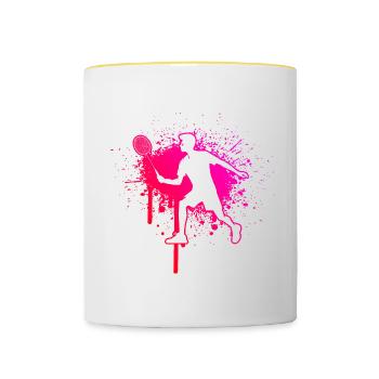 Squash Men's Women's Badminton Badmintons - Contrasting Mug - white/yellow - Front