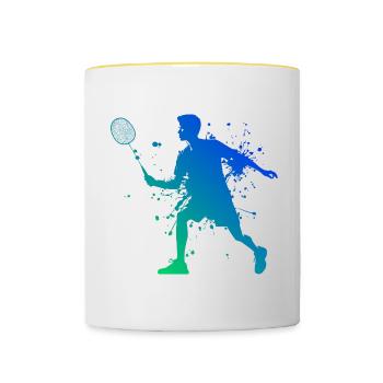 Men's Squash Badminton Badminton Player - Contrasting Mug - white/yellow - Front