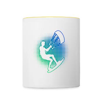 Kitesurfing Women's Kite Kitesurfer Kiten Kitesurf - Contrasting Mug - white/yellow - Front