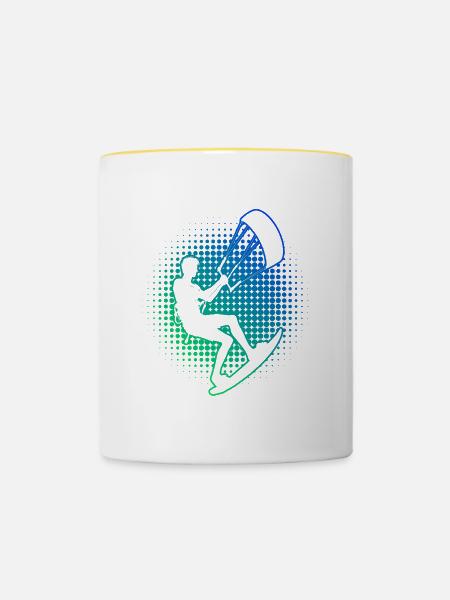 Kitesurfen Damen Kite Kitesurfer Kiten Kitesurf - Tasse zweifarbig - Weiß/Gelb
