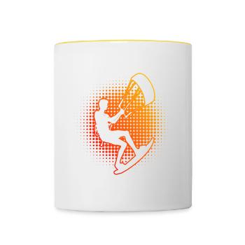 Men's Kitesurfing Kitesurfing Kite Kitesurf - Contrasting Mug - white/yellow - Front