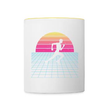 Course à pied Femme Course à pied Jogging homme - Mug contrasté - blanc/jaune - Devant