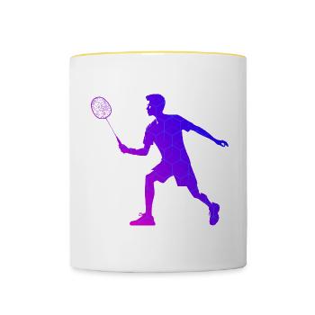 Damen Federball Squash Herren Badmintonspieler - Tasse zweifarbig - Weiß/Gelb - Vorne