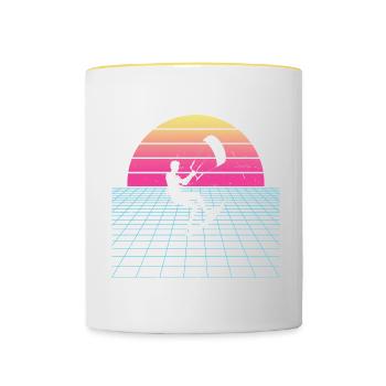 Kiten Kitesurfer Kitesurfing Women Men - Contrasting Mug - white/yellow - Front