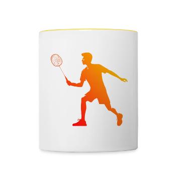 Badminton Men's Badminton Squash Badminton Player - Contrasting Mug - white/yellow - Front