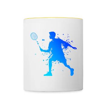 Herren Damen Badmintonspieler Federball Badminton - Tasse zweifarbig - Weiß/Gelb - Vorne