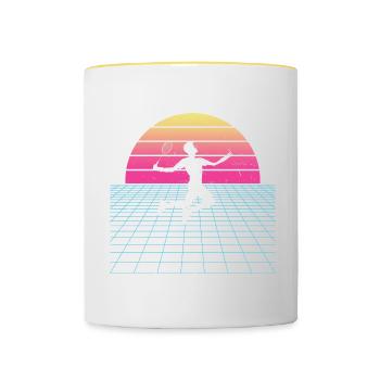 Women's Men's Squash Badminton Badminton Badmintons - Contrasting Mug - white/yellow - Front