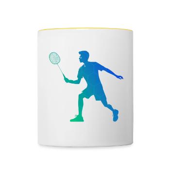 Badminton Badminton Badminton Players Women - Contrasting Mug - white/yellow - Front