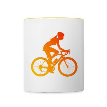 VTT Cyclisme Vélo Homme - Mug contrasté - blanc/jaune - Devant