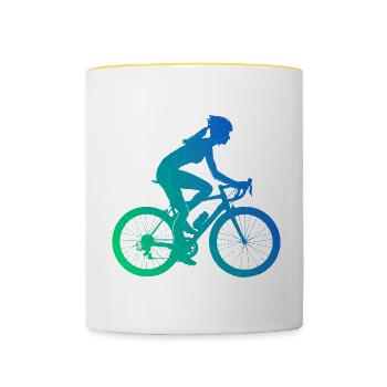 Cyclisme VTT Vélo Vélo Homme - Mug contrasté - blanc/jaune - Devant