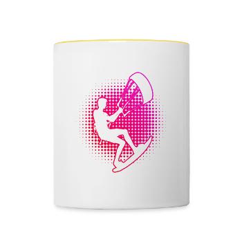 Kiting Kite Kitesurfer Women Kitesurfing Men - Contrasting Mug - white/yellow - Front