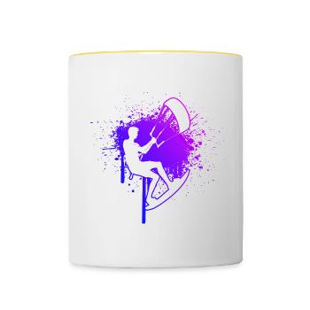 Femmes Kitesurf Kite Kitesurfer Kitesurf - Mug contrasté - blanc/jaune - Devant