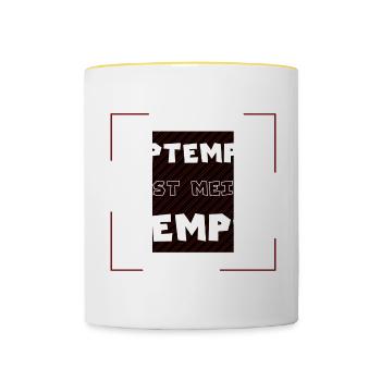 Techno Uptempo Rave Tekk Music Celebrations - Contrasting Mug - white/yellow - Front