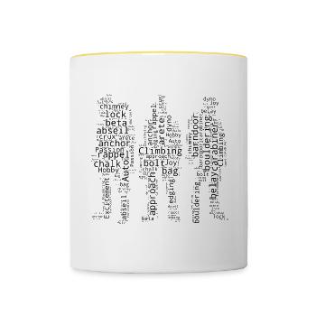 Bloc Grimpeur Femmes Escalade Hommes - Mug contrasté - blanc/jaune - Devant
