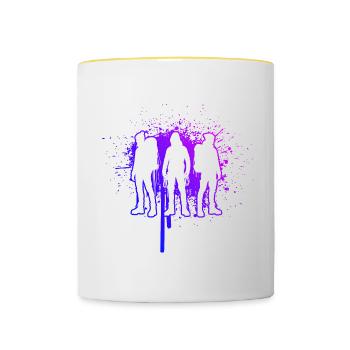 Bouldern Damen Bouldering Kletterer Boulder - Tasse zweifarbig - Weiß/Gelb - Vorne