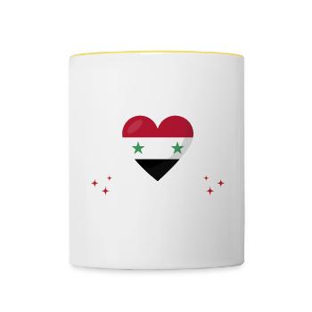 Bitte Nicht Stören Ich Träume Von Syrien - Tasse zweifarbig - Weiß/Gelb - Vorne