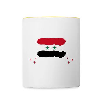 Bitte Nicht Stören Ich Träume Von Syrien - Tasse zweifarbig - Weiß/Gelb - Vorne